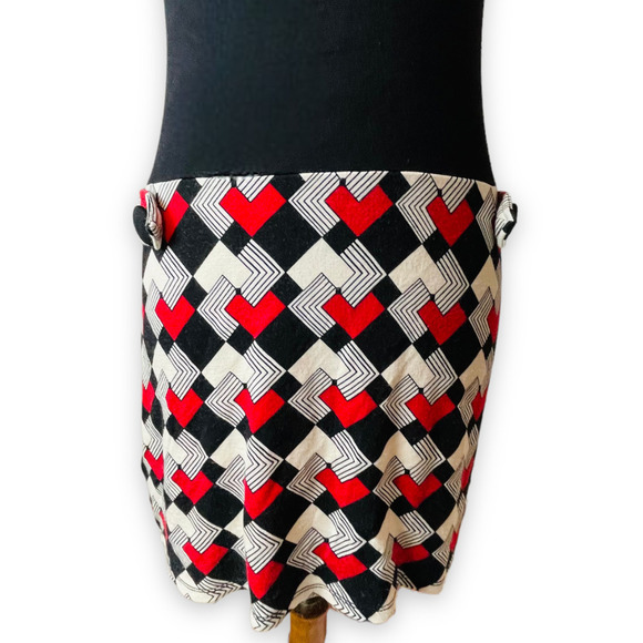 Loft women's black red white geometric print drop waist shift dress size 0P - Picture 3 of 8